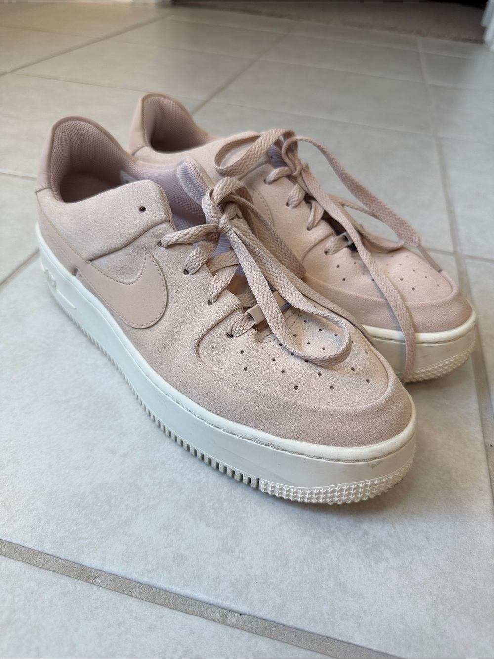 Nike Women’s Platform Sneakers in Blush Pink Suede